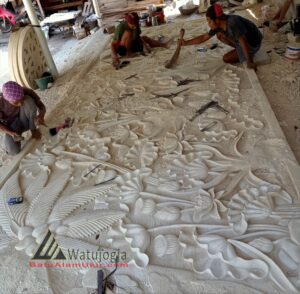 Gambar Ukiran Relief Dinding batu alam motif pemandangan